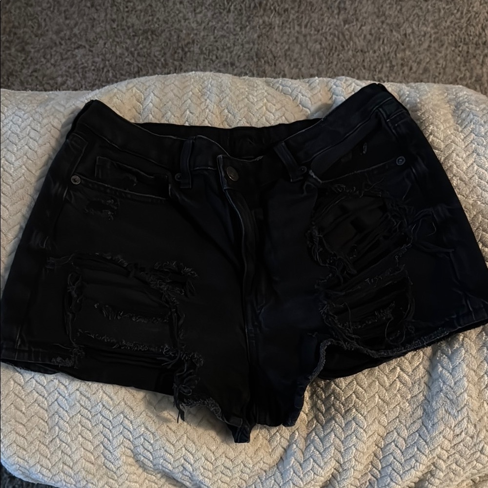 Black Distressed Women's Shorts